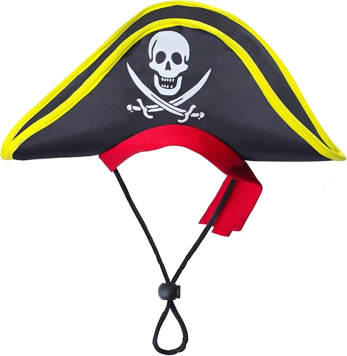 2 Pieces Skull Print Pet Pirate Hat with Pirate Skull Bandana Dog Cat Captain Cap Halloween Pirate Cosplay Costume Halloween Party Hat Dress Up Costume Accessories (D) One Size