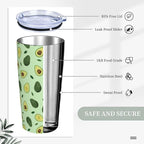Avocado Tumbler with Lid and Straw, 20 Oz Stainless Cup Steel Insulated Water Bottle Travel Coffee Mug