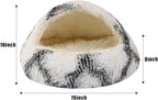 Round Hooded Cat Bed & Dog Bed with Cover Cave, Dog Bed for Small Dogs, Faux Fur Cuddler Round Coved Cat Bed Self Warming Donut Dog Bed Fits up to 5 lbs Pets (Grey White, 16inch x 16inch)