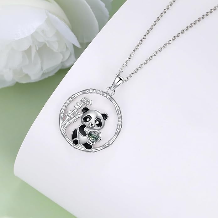 Black Cat/Fox/Owl/Panda/Butterfly/Cat/Dog Paw Print/Mushroom for Women Sterling Silver Animal Pendant Necklace Jewelry Christmas Birthday Gifts for Couples Sisters