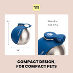 Malsipree 2-in-1 Portable Dog Water Bottle & Bowl for Small Dogs - Leak Proof & Insulating - Travel Water Dispenser - Stainless Steel Bottle & Silicone Bowl - Walking & Hiking (10 fl oz, Navy)