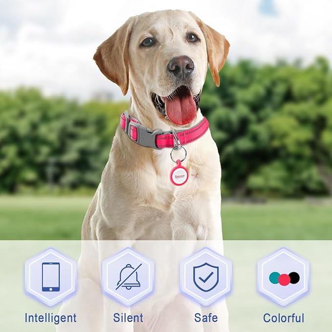 Dog Tags Personalized,QR Code Smart Pet ID Name Tag,Instant Location Alerts,Easy Online Profile Updates,No Fees,No Apps, Anti-Lost, Waterproof Silicone Dog Cat Tag for Small, Medium, Large Dogs(Pink)