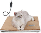 Rest-Eazzzy Cat Heating Pad, Cat Bed with Removable Cover Heated Cat Bed 5 Level Timer and 5 Level Temperature, Cat Beds for Indoor Warming Mat for Cat Dog (Heat pad, Pure-Brown)