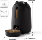 PAPIFEED Automatic Cat Feeder, 2.4G WiFi Auto Cat Food Dispenser with App Control, 3L Auto Pet Feeder with Dual Power Supply, Detachable for Easy Clean for Cats and Small Dogs, Black