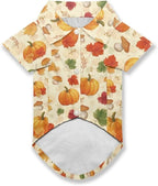 Autumn Pumpkin Dog T-Shirt Teacup Chihuahua Dog Thanksgiving Clothes for Medium Dogs Boy Girls Yorkie Puppy Clothes Breathable Collared Polo T-Shirts Doggy Pet Outfits Apparel Tops