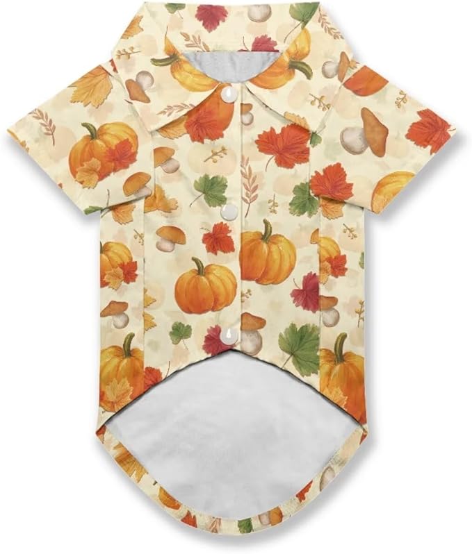 Autumn Pumpkin Dog T-Shirt Teacup Chihuahua Dog Thanksgiving Clothes for Medium Dogs Boy Girls Yorkie Puppy Clothes Breathable Collared Polo T-Shirts Doggy Pet Outfits Apparel Tops