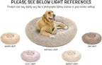 Friends Forever Donut Dog Bed Faux Fur Fluffy Calming Sofa For Large Dogs, Soft & Plush Anti Anxiety Pet Couch For Dogs, Machine Washable Coco Pet Bed with Non-Slip Bottom, 36"x36"x8" Tan
