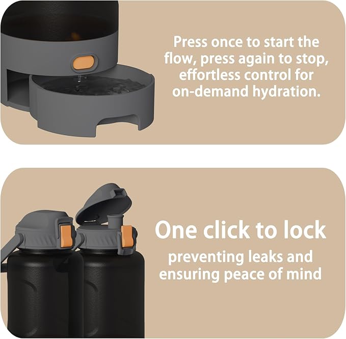 50oz Leakproof Dog Water Bottle for Hiking & Camping with Pet Sharing Technology - Dual Hydration Zones, Portable Dog Water Bottle, Travel Accessories for Humans and Pets, BPA Free, White