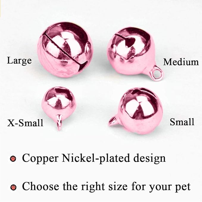 4 Sets Cat Bell for Dog Collar Charm Training Pet Pendant Accessories with 2 Pack Stainless Steel Dog Tag Clips(2 Medium Pink)