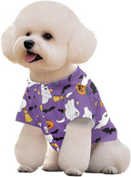 Halloween Ghost Dog Shirts for Small Dogs Girls Boys Cat Collared Polo T-Shirts Breathable Doggy Sweatshirt Summer Button Up Collar Puppy Clothes Casual Wear for Hot Weather