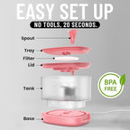 Veken Cat Water Fountain with Detachable Tank, Easy to Clean & Assemble, 84oz/2.5L Automatic Pet Drinking Dispenser with Quiet Operation & LED Light for Cats, Dogs and Small Pets, Red