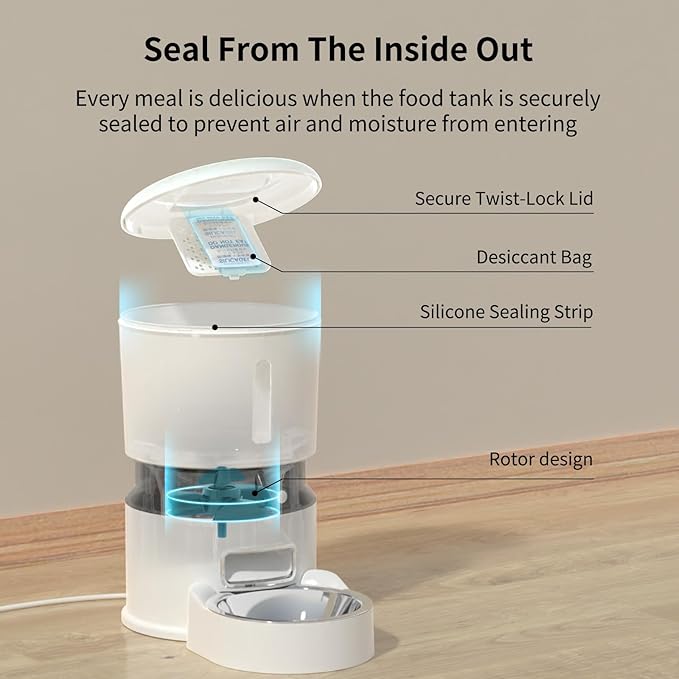 Automatic Cat Feeder with 2K Camera, 4L 1080P HD Timed Dog Feeder Automatic with Night Vision, 5G WiFi Cat Feede with Low Food Sensor, Granary Pet Food Dispenser for Cats, Detachable for Easy Clean