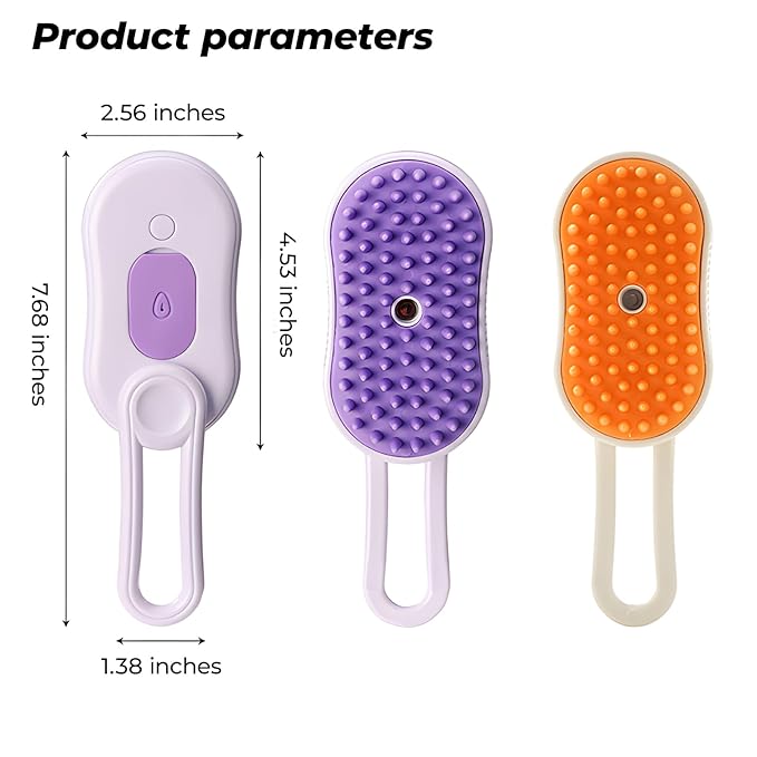 2-Pack Cat Steam Brush for Shedding, Rechargeable 4-in-1 Multifunctional Grooming Tool for Cats & Dogs - Deshedding, Cleaning, Massage & Detangling,2-Pack Pet Finger Toothbrush (Orange, Purple)