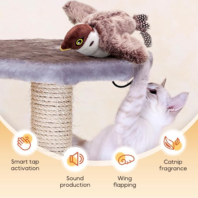 2026 New Interactive Chirping Bird Cat Toy, Flying Bird Cat Toy Stimulating Play for Bored Indoor Kittens Cats (Color-F)