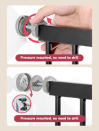 36" Extra Tall Baby Gate for Stairs, 29.5-40.5" Wide Dog Gate for Doorways, Walk Thru Auto Close Metal Pet Gate for The House, Stairs and Doorways, Child Gate Pressure Mounted Dog Gate Indoor - Black