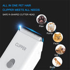 2-in-1 Professional Dog Grooming Kit - Low Noise, Waterproof, USB Rechargeable, and Safe Ceramic Blade - Gift for Dogs and Cats (White)