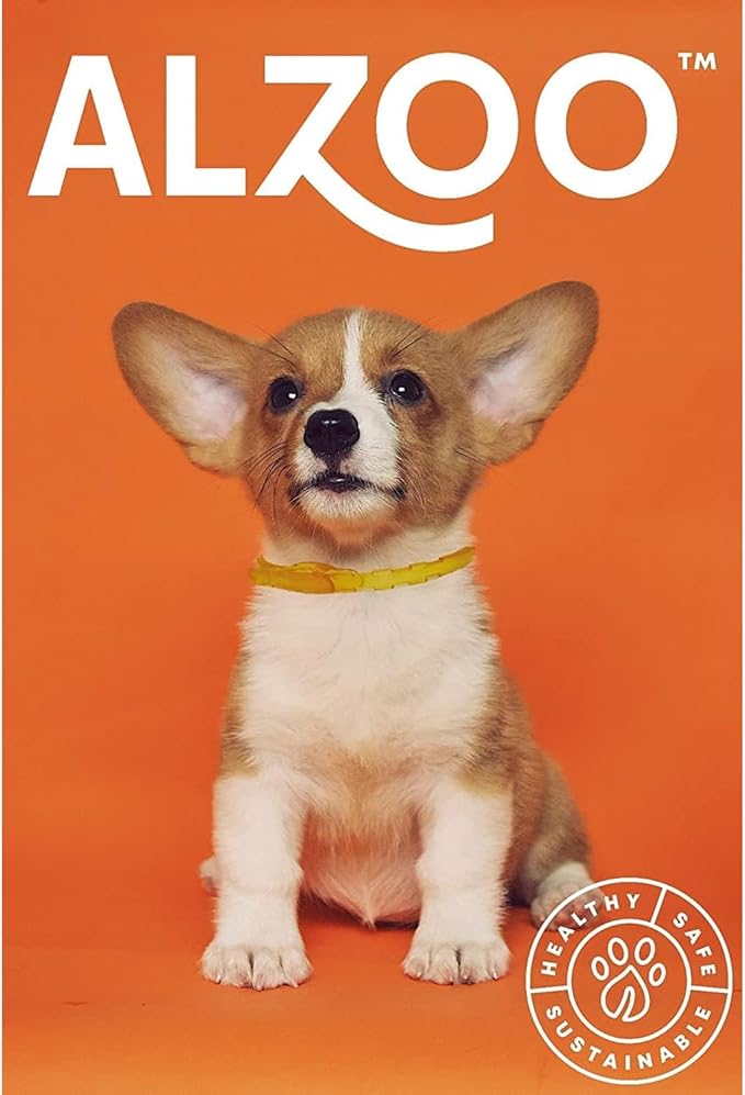 ALZOO Natural Flea & Tick Dog Collar - Helps Repel Fleas, Ticks & Mosquitoes - 100% Plant-Based Active Ingredients - Waterproof - Up to 4 Months Protection - Medium-Sized Dogs: 16-40 lbs - Single