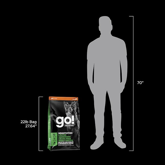 Go! Solutions Sensitivities Limited Ingredients, Grain-Free Dry Dog Food, Insect Recipe for Sensitive Stomach, 22 lb Bag