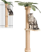 Wall Mounted Cat Scratcher for Indoor Cats, 38 Inch Cat Wall Shelves with Scratching Posts and Pedal, Suitable for Adults Cats, Kitten and All Type of Cats, Sturdy and Non-Slip for Easy Assembly.