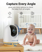 MUBVIEW Pan/Tilt Cameras for Home Security Indoor, 5MP Pet/Cat/Dog Camera with Phone App, 2.4/5 GHz WiFi Baby Monitor, Indoor Cam, Night Vision, 7X24 Record, 2-Way Audio, Motion Tracking, 2-Pack