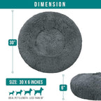 PetAmi Calming Dog Bed for Small Medium Dogs and Cats, Round Donut Washable, Fluffy Faux Fur Plush Cuddler Pet Kitten Cushion, Anti-Slip, Fits up to 45 lbs, 30 inch, Dark Gray