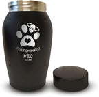 Personalized Custom Small Keepsake Urn Engraved with Pet Name, Date and Cat Design - 5.2" Black Powder Coated Steel Cremation Urn for Cat Ashes | 12-16 lb Capacity, Paws with Heart and Halo