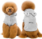 Easter Dog & Cat Outfit - Bunny Ears Hoodies, Fleece Puppy Clothes, Warm Dog Sweatshirt & Cat Costume (Large, Grey)