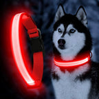 YFbrite Ultra Light Adjustable LED Dog Collar, Light up Dog Collars Rechargeable Glowing in The Dark Collars Visiblity & Safety for Small, Medium, Large Dogs (Red, Medium)