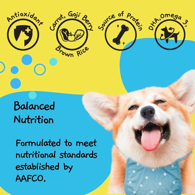 MOOCHIE Soft Puppy Wet Dog Food - Healthy Growth - Real Chicken, Beef, Vegetables & Rice - No Artificial Flavors or Preservative - 12 x 3 oz Pouch