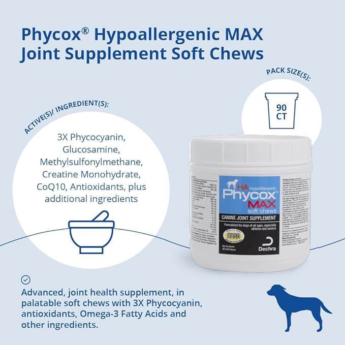 DechraSupply Phycox MAX Hypoallergenic (HA) Soft Chews, Joint Supplement for Dogs (90ct)