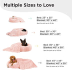 Best Friends by Sheri Bundle Set The Original Calming Shag Donut Cuddler Cat and Dog Bed + Pet Throw Blanket Cotton Candy Pink Large 36" x 36"