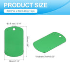 MECCANIXITY Blank Dog Tags Rectangle Blank Aluminum Blank Keychains Laser Engraving Blanks ID Name Tag Metal Personalized Pet Tags for DIY Crafts Green, 300 Pack