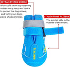 QUMY Dog Shoes for Large Dogs, Medium Dog Boots & Paw Protectors for Winter Snowy Day, Summer Hot Pavement, Waterproof in Rainy Weather, Outdoor Walking, Indoor Hardfloors Anti Slip Sole Blue 3