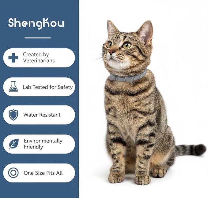 Cat Flea & Tick Collar - Premium Plant-Based Essential Oils, Waterproof, 6-Month Protection for Small Kittens, 1 Pack