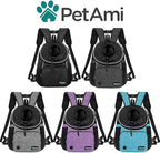 PetAmi Front Carrier Backpack for Dogs and Cats, Adjustable Ventilated Pet Chest Carrier for Hiking Camping Travel, Small Medium Dog Puppy Large Cat Carrying Bag, Max 10 lbs, Teal Blue