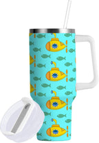 Boccsty Yellow Submarine Insulated Tumblers Colorful Fish Reusable Stainless Steel Tumbler 30 oz Cup Coffee Travel Mug Water Bottle with Handle & Flip Straw for Home Office Car