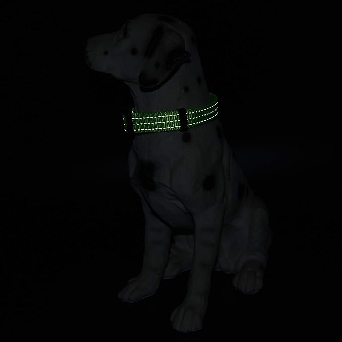Mile High Life Dog Collar | Nylon Reflective Dog Collars | Light Weight Puppy Collars | Lime Green Dog Collars for Large Dogs (Solid Lime Green, Large)