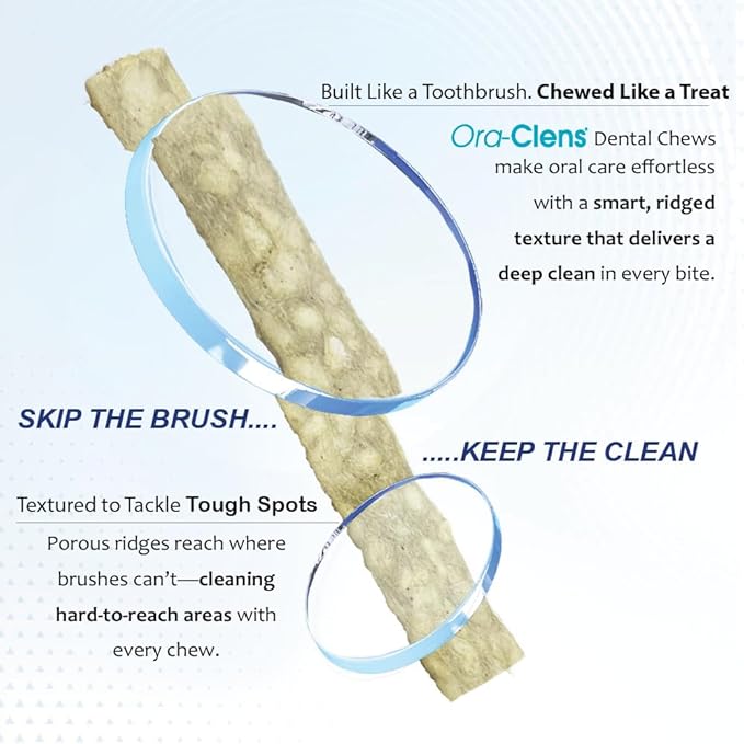 Oral Hygiene Chews for Small Dogs - Cleans Teeth and Freshens Breathe - Coated with Enzymes - Prevents Plaque & Bacteria Build Up - 30 Chews