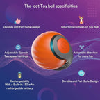 2025 Upgraded Self-Moving Cat Toy Ball with Tail (2-Pack) - Rechargeable Smart Interactive Kitten Toys, 2-Speed Modes, Bite-Resistant Indoor Exercise Toys for Bored Cats (Blue&Orange)