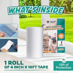 1 Roll Cat Scratch Furniture Protector Tape – Double-Sided Sticky Training (4" x 20ft) – Anti-Scratch Sofa & Couch Guard – Clear, Easy to Apply & Remove – Not for Leather, Velvet, Microfiber