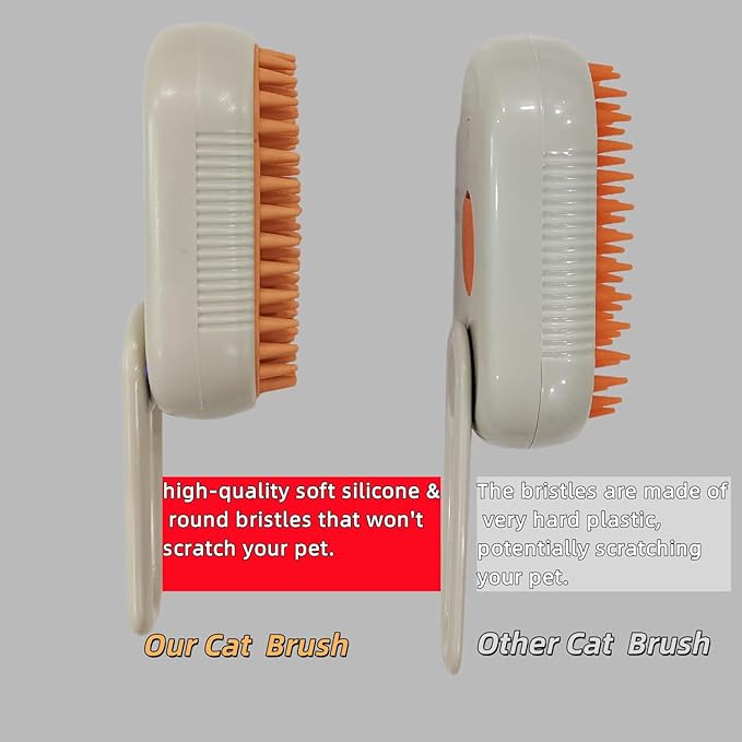 4 in 1 Cat Steam Brush for Shedding Dog Brush with Steam Pet Hair Cleaning Brush Comb for Cat Spray Pet Grooming Soft Silicone Brush for Long & Short Haired Pets (White)