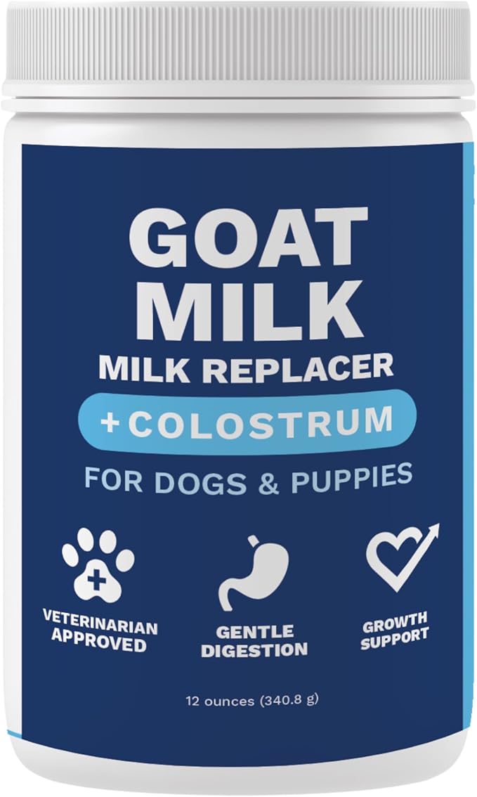 Under the Weather Puppy Milk Replacement Formula + Colostrum for Dogs & Puppies | Goat Milk Replacer Powder | Goat-Based Formula with Colostrum for Immune & Digestive Support - 12 oz