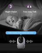 Baby Monitor with Camera and Audio, 7" 720P HD Video Baby Monitor No WiFi, 6000mAh Battery, VOX Mode, Auto Night Vision, Hack Proof, Remote PTZ