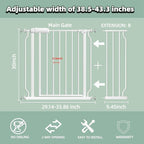 TSAYAWA Extra Wide Baby Gate with Door,38.5-43.3 Inch Walk Through Large Long Child Gates for Stair Doorway - Indoor TSAYAWA Outdoor Safty Gate for Toddler Pet Dog Doggie White