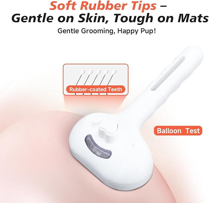 Steam Dog Brush for Shedding & Grooming - Self-Cleaning Deshedding Brush with Spritz Function, Slicker Pet Spray Hair Removal Comb | Defurring Tool for Long and Short Haired Dogs Cats (White)