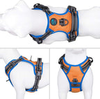PHOEPET 2019 No Pull Dog Harnesses for Small Dogs Reflective Adjustable Front Clip Vest with Handle 2 Metal Rings 3 Buckles [Easy to Put on & Take Off] (XS, Orange)