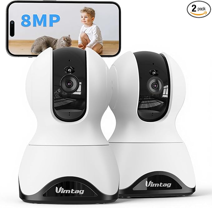 VIMTAG 4K UHD Indoor Cameras for Home Security, 360° Pet Camera Indoor with Phone App, Dog Camera with Speaker, 5G/2.4G WiFi, Motion Tracking&AI Detection, 2-Way Audio, Night Vision, SD/Cloud Storage