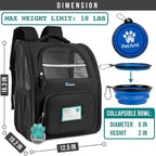 PetAmi Dog Backpack Carrier for Small Large Cat, Pet, Puppy, Ventilated Pet Hiking Backpack Travel Bag, Airline Approved Cat Backpack Carrier, Camping Biking Dog Bag Up to 18lbs Pet, Black