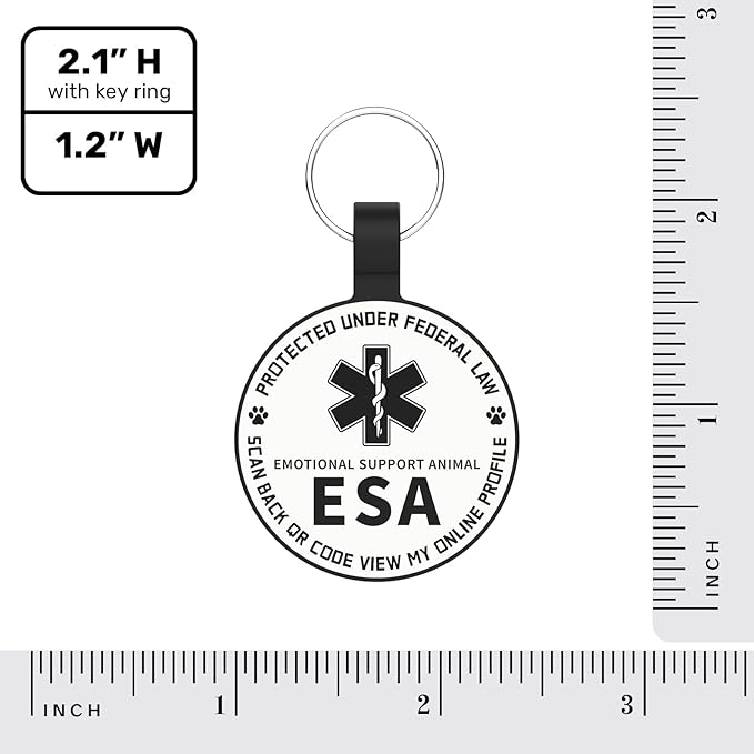 MYLUCKYTAG QR Code ESA Emotional Support Dog ID Tag - Pet Online Profile - Scan QR Receive Instant Pet Location Alert Email