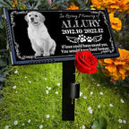 Dog Headstone,Pet Memorial Stone,Black Granite Memorial Garden Stone Engraved with Photo,Pet Headstones Personalized Pet Memorial Stones for Dog,Cat Tombstone (Dog Headstone)